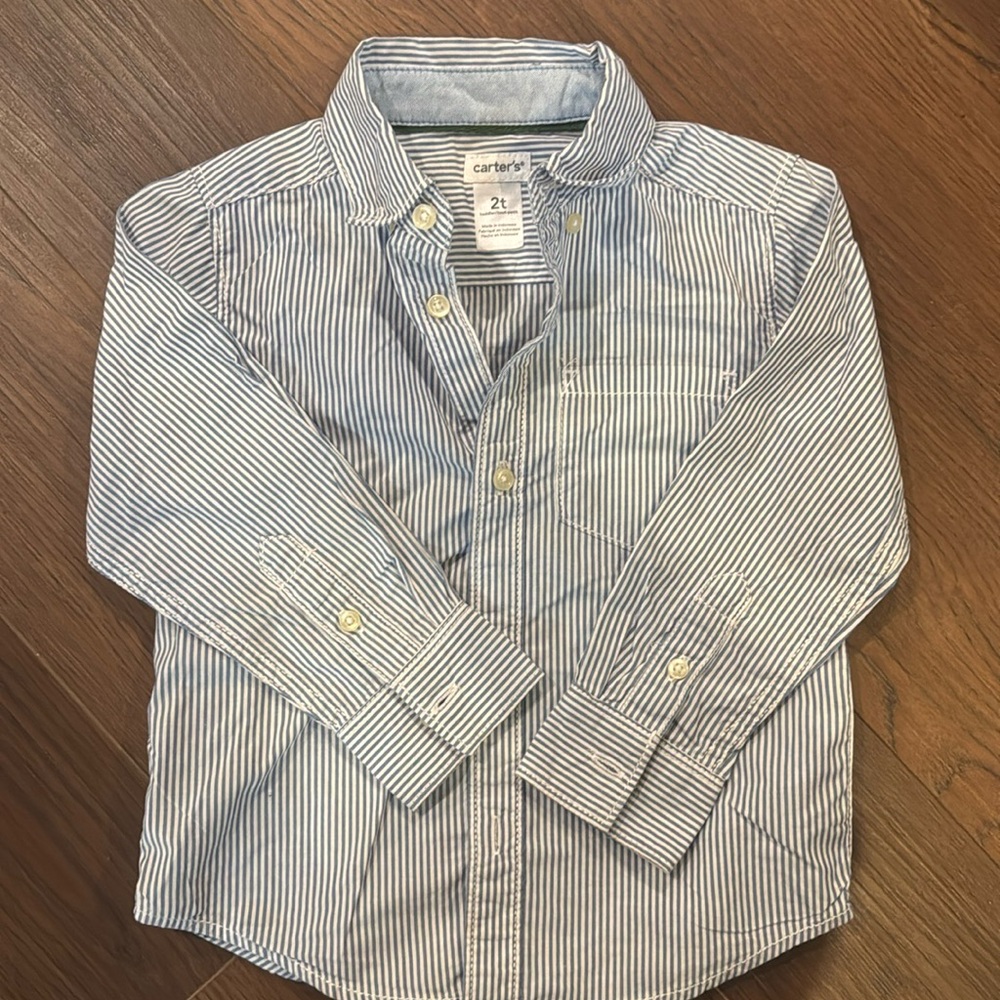 Carter’s Pin Striped Button Down Shirt Toddler Boys 2t